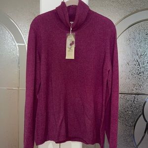 Qi cashmere plum turtleneck sweater nwt